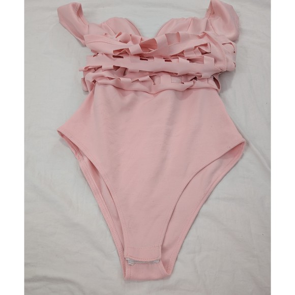 Auditions Spandex Bodycon Dress V neck Cut out Body suit Sz S Pink - Picture 7 of 10